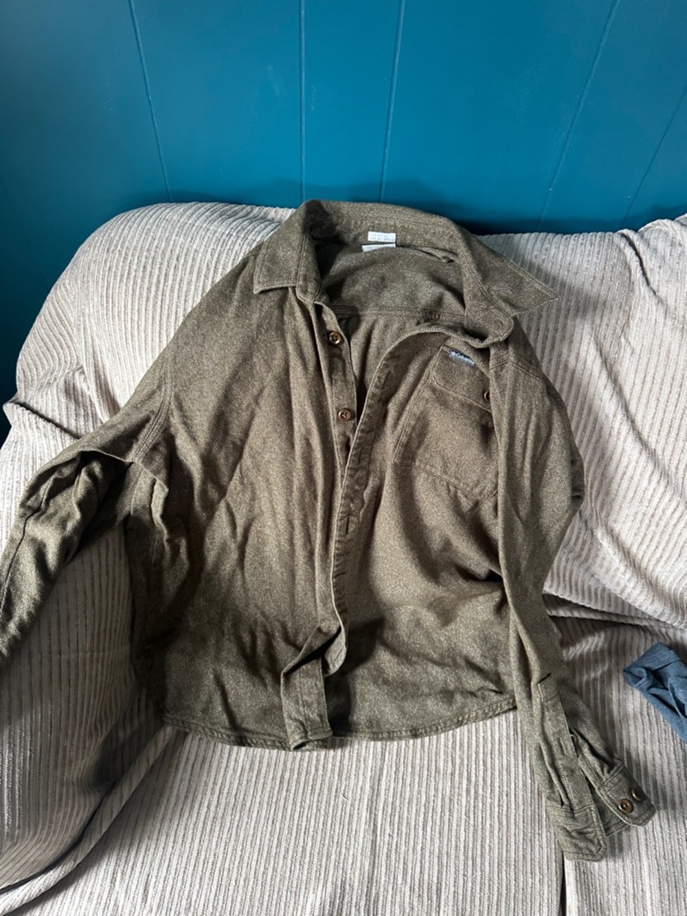 Columbia Olive Green Mens Button-Up Shirt Jacket
